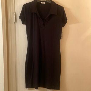 V neck black collar dress